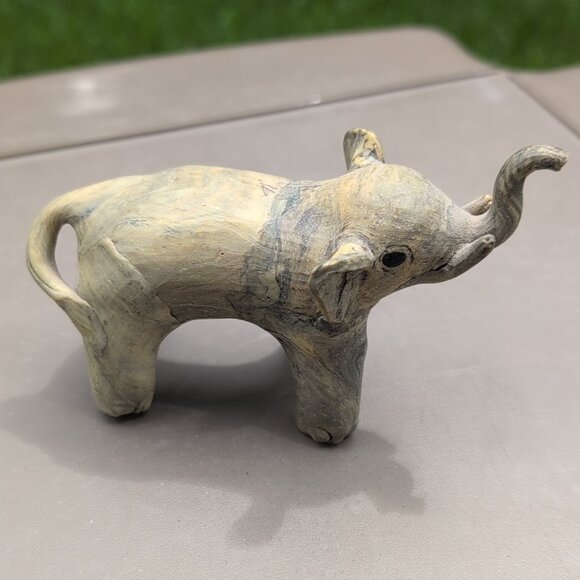 Other - Vintage Baby Elephant Figurine Crushed Oyster Shell Good Luck Trunk Up 4"